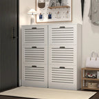 Scarpiera in legno per ingresso, scarpiera bianca con 3 ante a ribalta 53,2x24x109,5 cm