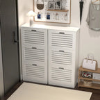 Scarpiera in legno per ingresso, scarpiera bianca con 3 ante a ribalta 53,2x24x109,5 cm