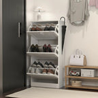 Scarpiera in legno per ingresso, scarpiera bianca con 3 ante a ribalta 53,2x24x109,5 cm