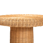 Tavolino con Capesante in Rattan Naturale - Tavolino in Vimini Intrecciato a Mano con Base a Gonna, Stile Costiero per Soggiorno o Ingresso