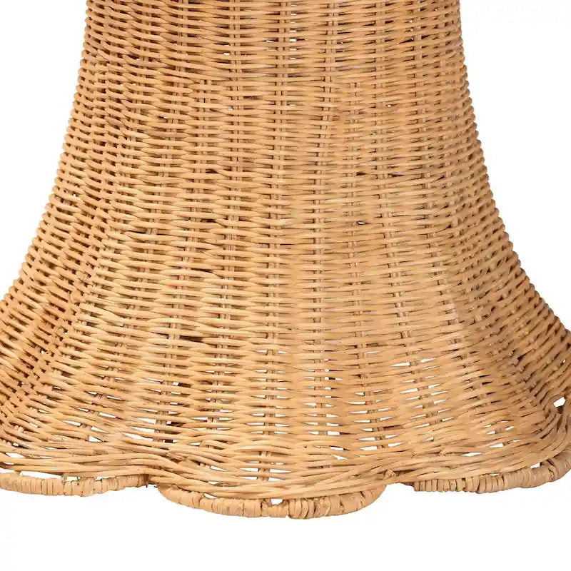 Tavolino con Capesante in Rattan Naturale - Tavolino in Vimini Intrecciato a Mano con Base a Gonna, Stile Costiero per Soggiorno o Ingresso