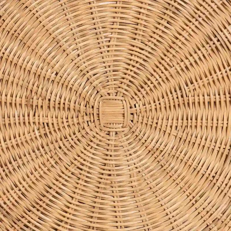 Tavolino con Capesante in Rattan Naturale - Tavolino in Vimini Intrecciato a Mano con Base a Gonna, Stile Costiero per Soggiorno o Ingresso