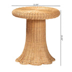 Tavolino con Capesante in Rattan Naturale - Tavolino in Vimini Intrecciato a Mano con Base a Gonna, Stile Costiero per Soggiorno o Ingresso