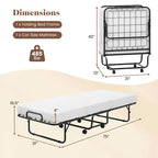 Letto Pieghevole con Materasso 188 x 79 cm, Letto Pieghevole per Ospiti con Rotelle