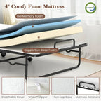 Letto Pieghevole con Materasso 188 x 79 cm, Letto Pieghevole per Ospiti con Rotelle