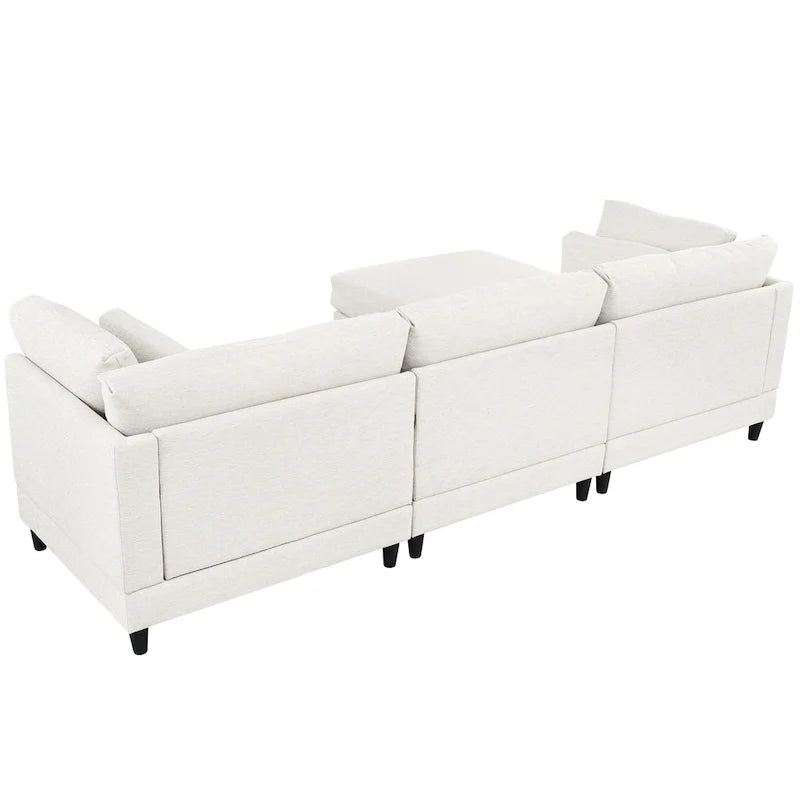 Divano sezionale modulare contemporaneo con pouf mobile e 5 cuscini
