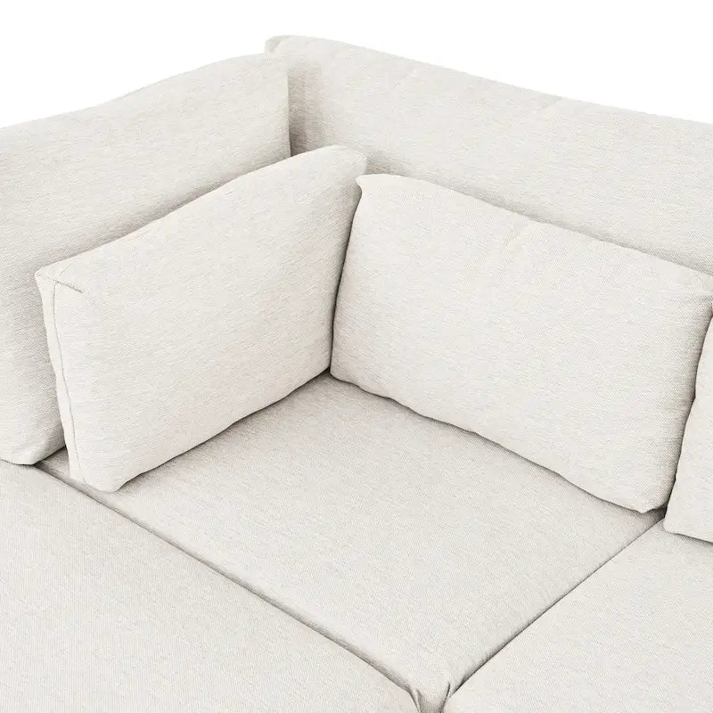 Divano sezionale modulare contemporaneo con pouf mobile e 5 cuscini