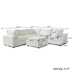 Divano componibile modulare, divano a V convertibile per soggiorno, comodo divano modulare a 5 posti con chaise longue e pouf