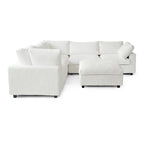 Divano componibile modulare, divano a V convertibile per soggiorno, comodo divano modulare a 5 posti con chaise longue e pouf