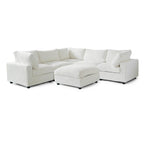 Divano componibile modulare, divano a V convertibile per soggiorno, comodo divano modulare a 5 posti con chaise longue e pouf
