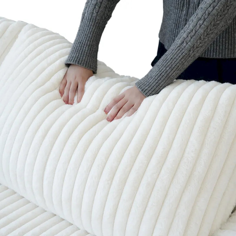 Divano componibile modulare, divano a V convertibile per soggiorno, comodo divano modulare a 5 posti con chaise longue e pouf