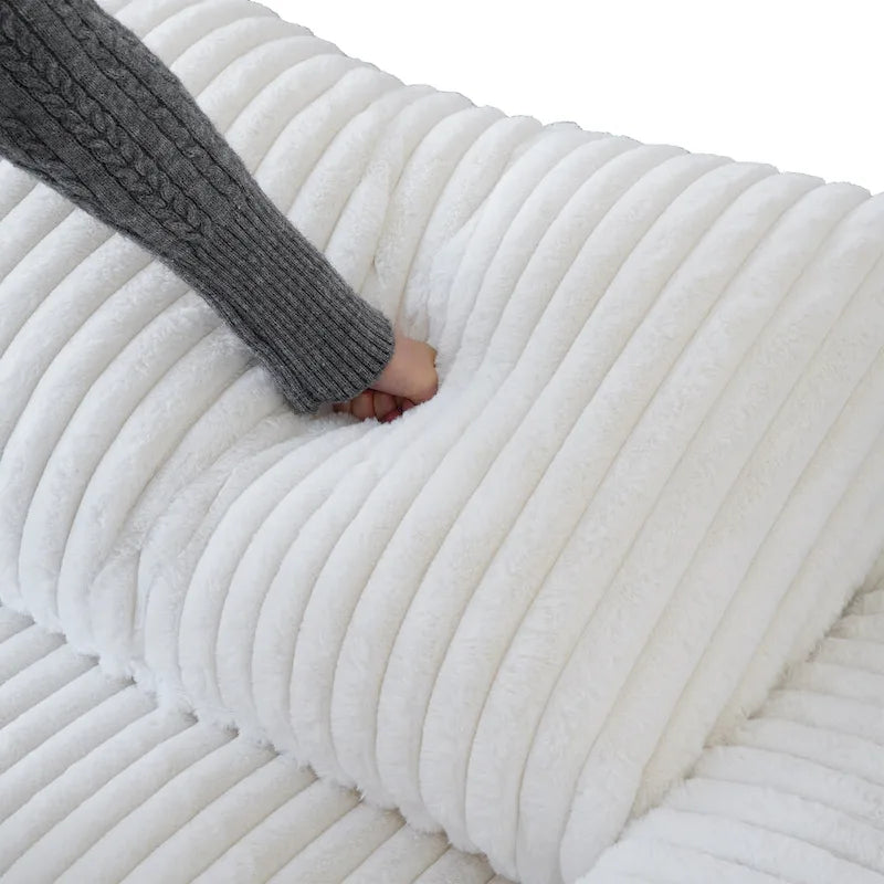 Divano componibile modulare, divano a V convertibile per soggiorno, comodo divano modulare a 5 posti con chaise longue e pouf