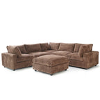 Divano componibile modulare, divano a V convertibile per soggiorno, comodo divano modulare a 5 posti con chaise longue e pouf
