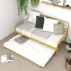 Letto a giorno in metallo con letto estraibile, salvaspazio