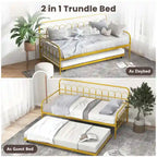 Letto a giorno in metallo con letto estraibile, salvaspazio