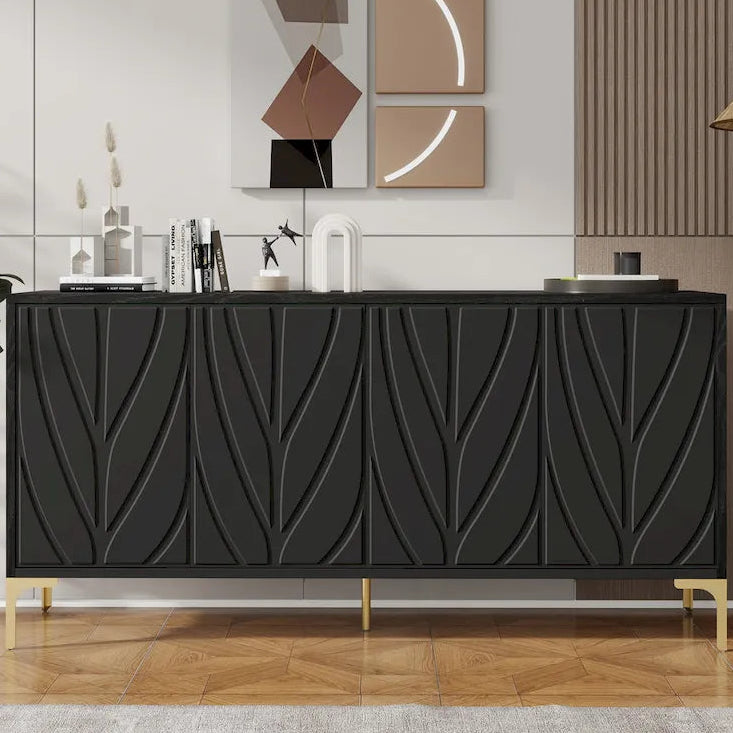 60 Press-to-Open Design Sideboard Buffet Cabinet with 4 Doors
