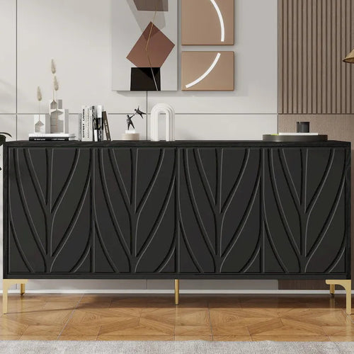 60 Press-to-Open Design Sideboard Buffet Cabinet with 4 Doors