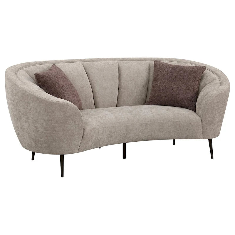 Divanetto curvo, 84 pollici beige, design rotondo, 2 cuscini decorativi