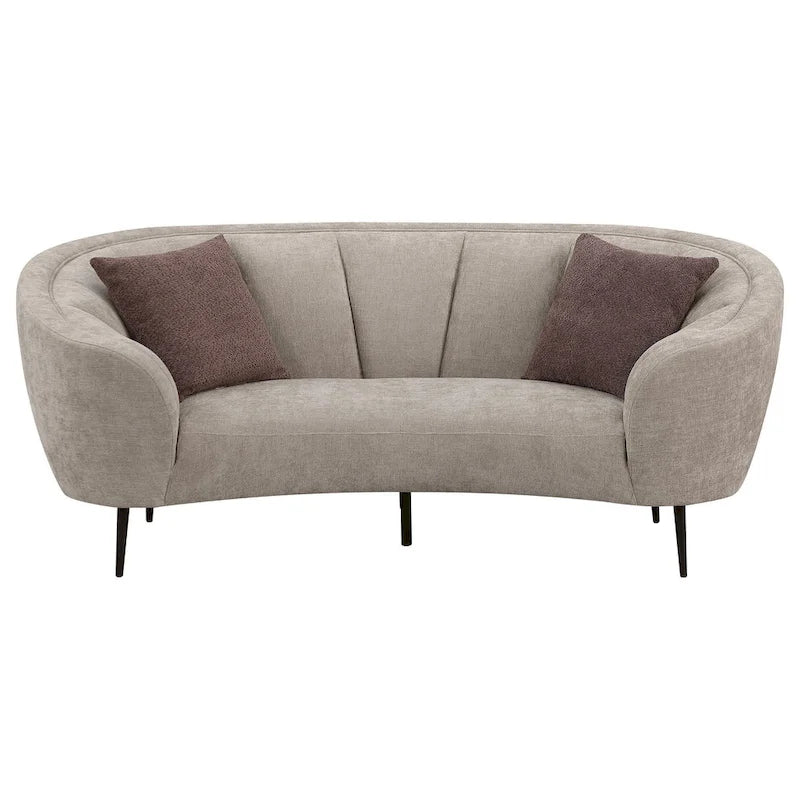 Divanetto curvo, 84 pollici beige, design rotondo, 2 cuscini decorativi