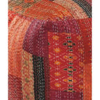 Pouf poggiapiedi quadrato rosso da 24 pollici con rivestimento in misto cotone e design moderno a patchwork