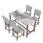 Set da Pranzo 5 Pezzi, Tavolo Alto con Top in Finto Marmo e 4 Sedie Imbottite