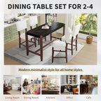 Set da Pranzo 5 Pezzi, Tavolo Alto con Top in Finto Marmo e 4 Sedie Imbottite