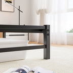 Letto matrimoniale moderno in metallo beige e marrone con testiera in legno, luci RGB e ripiano portaoggetti per camera da letto