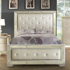 Furniture of America Gevi Modern Gold Faux Leather Padded Panel Bed