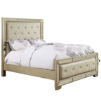 Letto a pannelli imbottiti in ecopelle dorata Gevi Modern