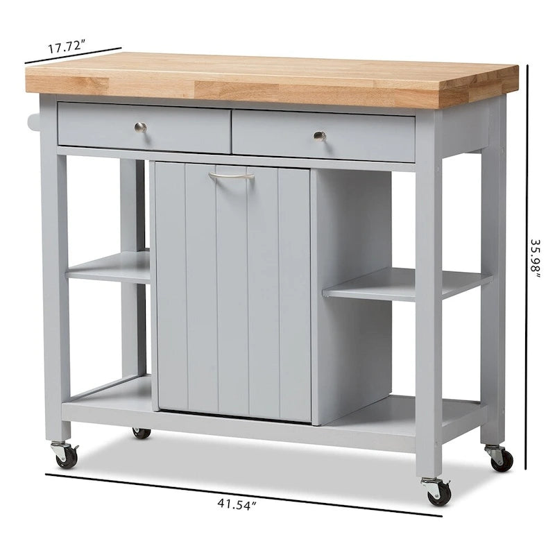 Carrello da cucina in legno grigio Muckross Farmhouse