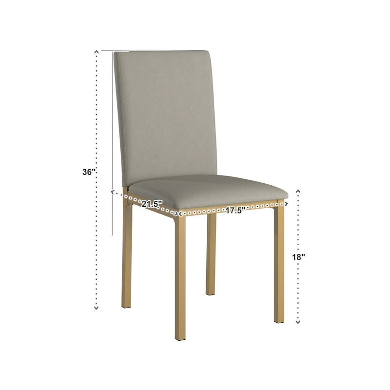 Tavolo da pranzo con piano in finto marmo e oro e 4 sedie