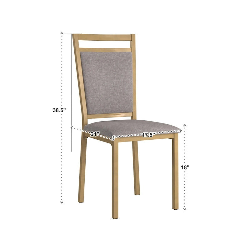 Tavolo da pranzo con piano in finto marmo e oro e 4 sedie