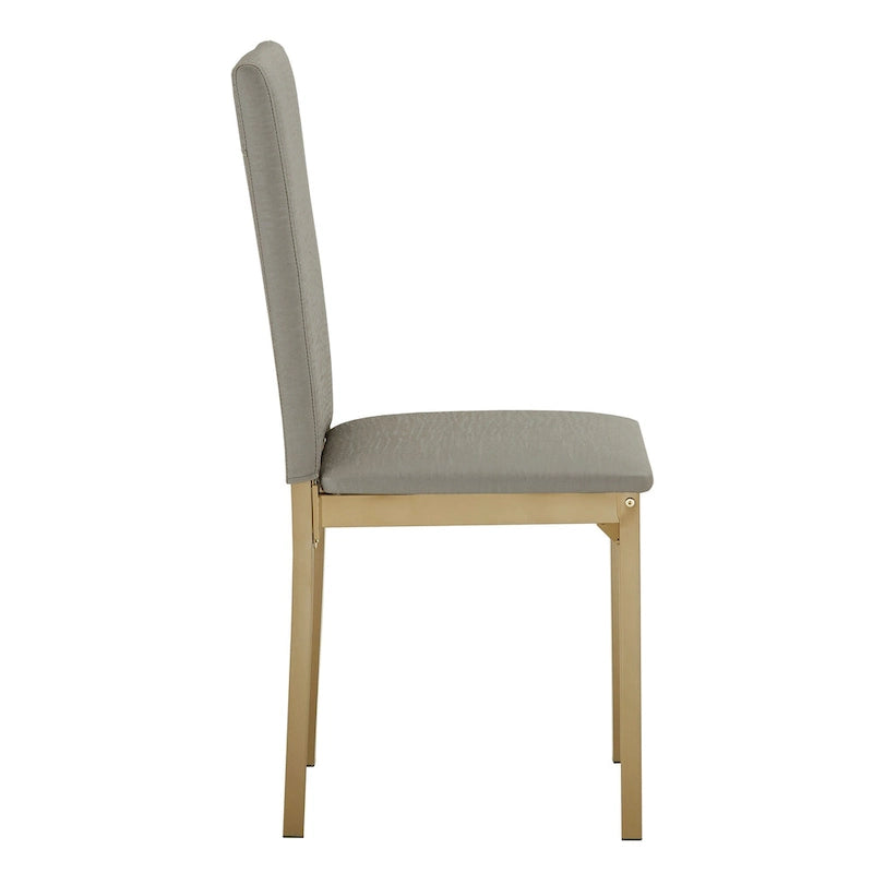 Tavolo da pranzo con piano in finto marmo e oro e 4 sedie