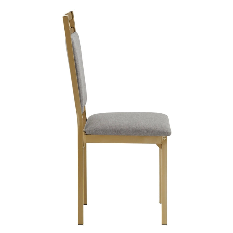 Tavolo da pranzo con piano in finto marmo e oro e 4 sedie