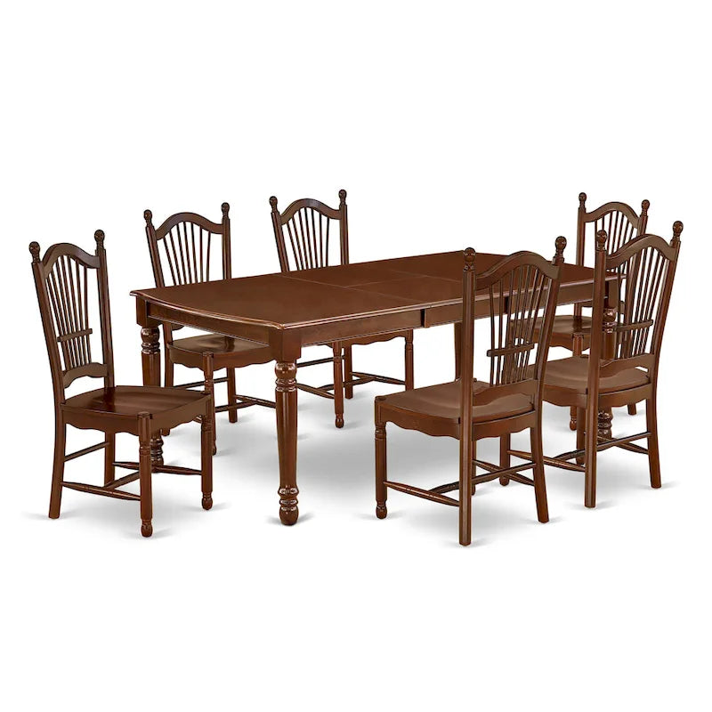 Tavolo da pranzo moderno con tavolo rettangolare in legno e sedie da pranzo, mogano (Opzione pezzi)