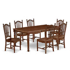 Tavolo da pranzo moderno con tavolo rettangolare in legno e sedie da pranzo, mogano (Opzione pezzi)