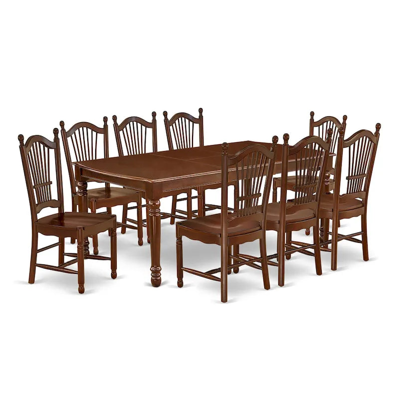 Tavolo da pranzo moderno con tavolo rettangolare in legno e sedie da pranzo, mogano (Opzione pezzi)