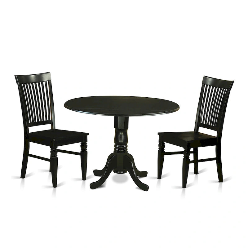 Tavolino da Pranzo a 3 Pezzi con Tavolo Rotondo e 2 Sedie da Sala da Pranzo (Opzioni di Finitura)