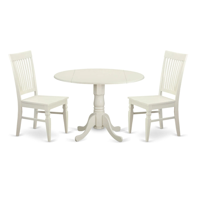Tavolino da Pranzo a 3 Pezzi con Tavolo Rotondo e 2 Sedie da Sala da Pranzo (Opzioni di Finitura)