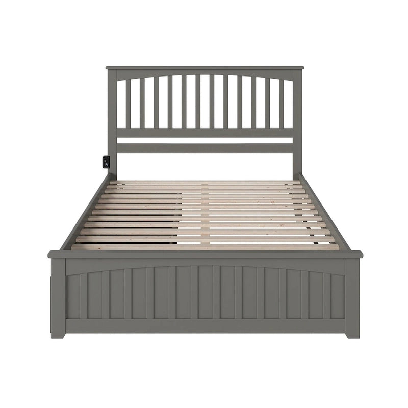 Letto matrimoniale Mission Queen con pediera abbinata e 2 cassetti letto Urban in grigio