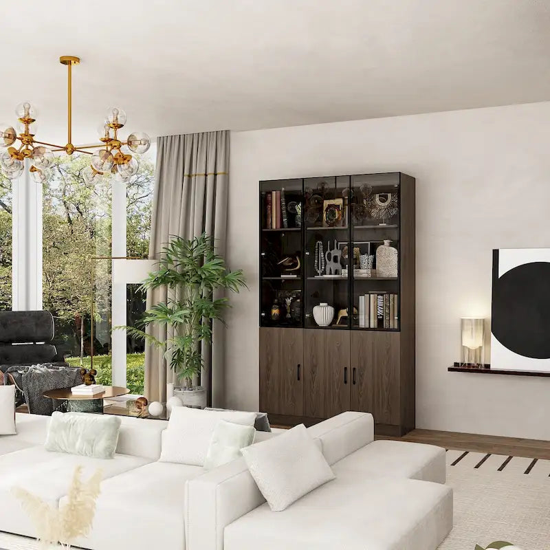 Vetrinetta illuminata personalizzabile in alluminio e vetro per buffet/libreria