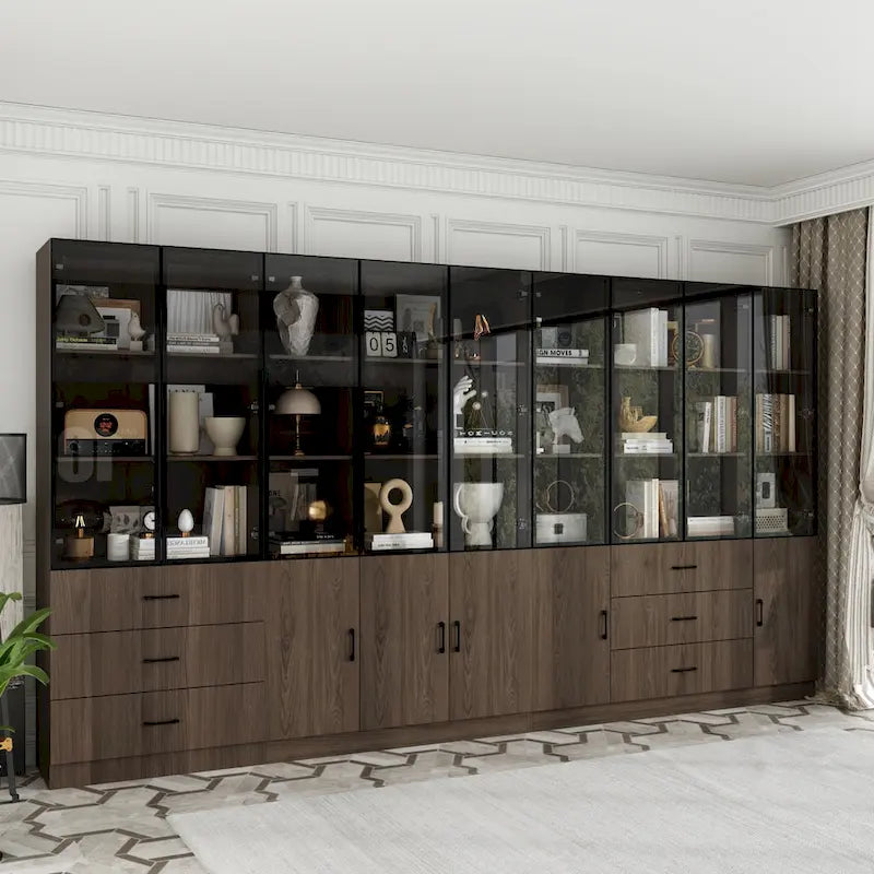 Vetrinetta illuminata personalizzabile in alluminio e vetro per buffet/libreria