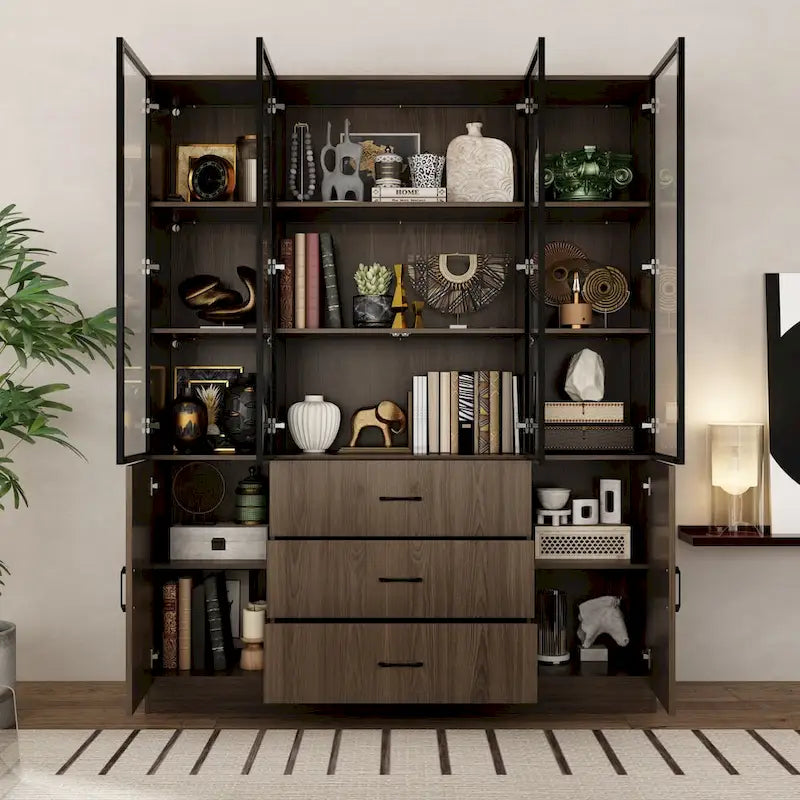 Vetrinetta illuminata personalizzabile in alluminio e vetro per buffet/libreria