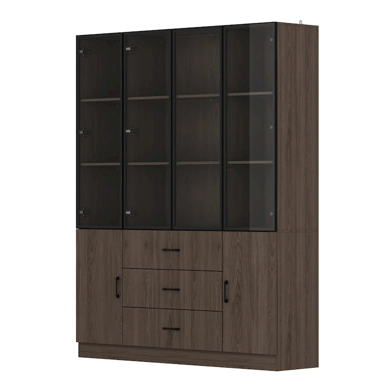 Vetrinetta illuminata personalizzabile in alluminio e vetro per buffet/libreria