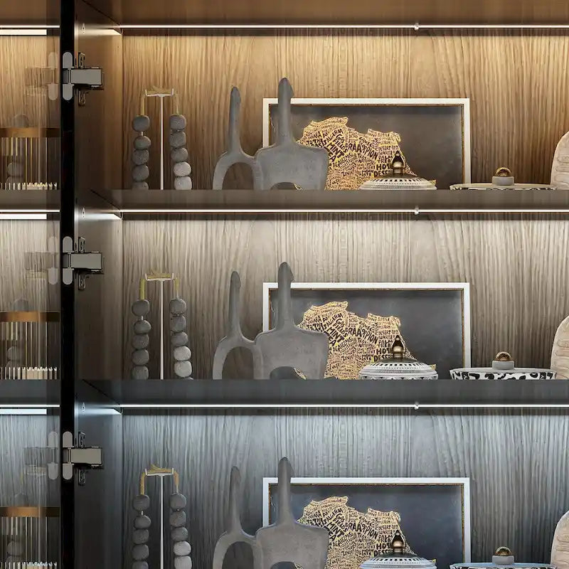 Vetrinetta illuminata personalizzabile in alluminio e vetro per buffet/libreria
