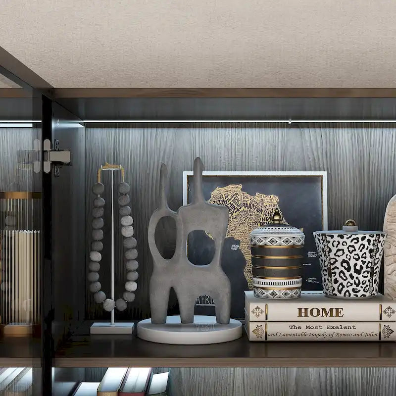 Vetrinetta illuminata personalizzabile in alluminio e vetro per buffet/libreria