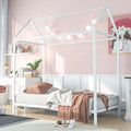 Letto a Capanna Singolo, Struttura Letto Bambini in Metallo con Piattaforma Letto a Terra per Bambini e Ragazzi, Nessuna Rete a Molle Necessaria