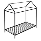 Letto a Capanna Singolo, Struttura Letto Bambini in Metallo con Piattaforma Letto a Terra per Bambini e Ragazzi, Nessuna Rete a Molle Necessaria