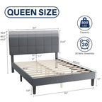 Letto a piattaforma imbottito in lino con struttura in legno e testiera, non è necessaria la rete a molle, senza rumore, misure T/F/Q