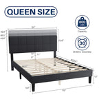 Letto a piattaforma imbottito in lino con struttura in legno e testiera, non è necessaria la rete a molle, senza rumore, misure T/F/Q